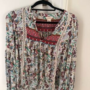 Sundance Jessamyn Lace Longsleeve Boho
Hippie Blouse Red & Blue - Size Large